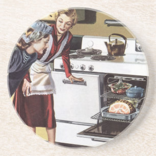 Dessous De Verre En Grès Maman vintage dans la cuisine cuisine un jambon de