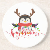 Dessous De Verre En Grès Manchot de Noël   (Devant)