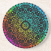 Dessous De Verre En Grès Mandala Arc-en-ciel noir (Devant)