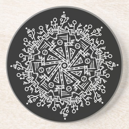 Dessous De Verre En Grès Mandala blanc (Devant)