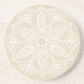 Dessous De Verre En Grès Mandala blanc exotique sur Arrière - plan beige (Devant)