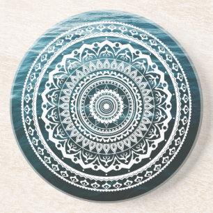 Dessous De Verre En Grès Mandala Blanc Laissez la mer vous libérer