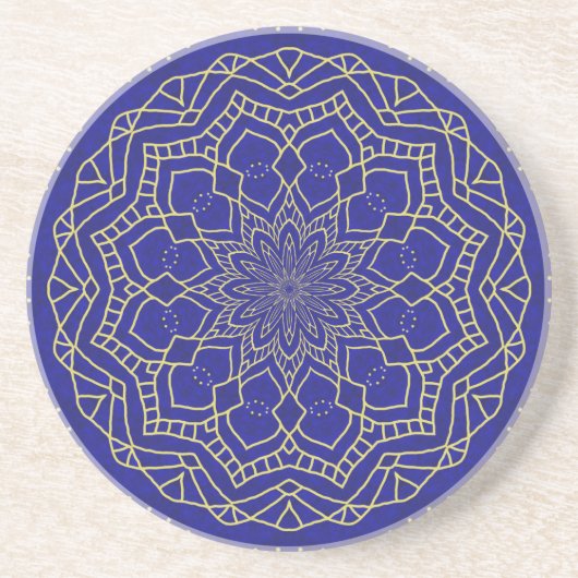Dessous De Verre En Grès Mandala bleu (Devant)