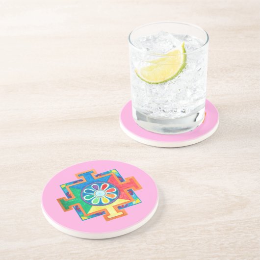 Dessous De Verre En Grès Mandala de création (Côté)