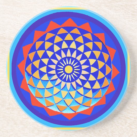 Dessous De Verre En Grès Mandala de Paix & Amour (Devant)