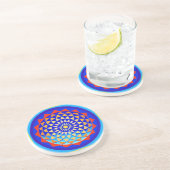 Dessous De Verre En Grès Mandala de Paix & Amour (Côté)