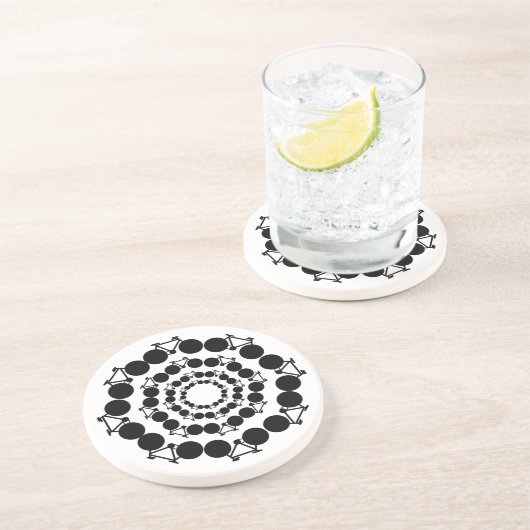 Dessous De Verre En Grès mandala de vélo stylisé noir (Côté)