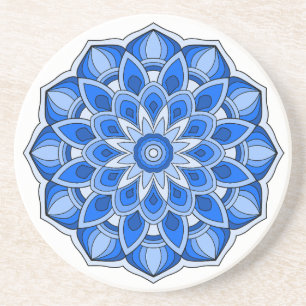 Dessous De Verre En Grès Mandala en bleu