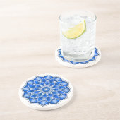 Dessous De Verre En Grès Mandala en bleu (Côté)