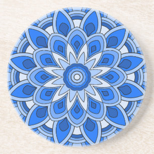 Dessous De Verre En Grès Mandala en bleu