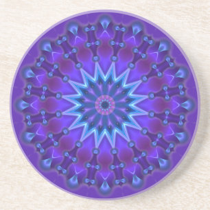 Dessous De Verre En Grès Mandala étoile en bleu violet