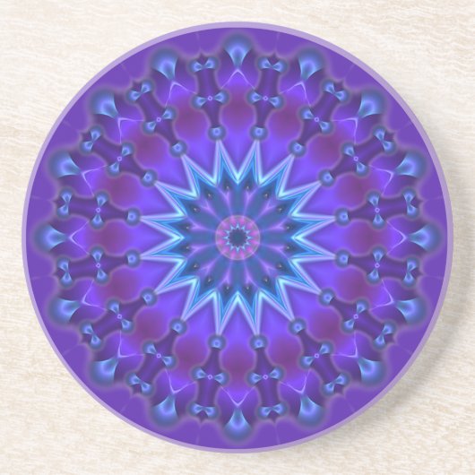 Dessous De Verre En Grès Mandala étoile en bleu | violet (Devant)