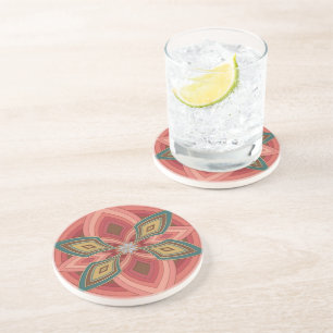 Dessous De Verre En Grès Mandala Fleur Papillon