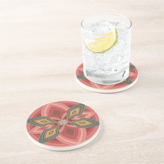 Dessous De Verre En Grès Mandala Fleur Papillon (Côté)