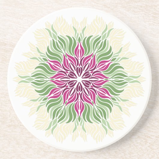 Dessous De Verre En Grès Mandala Fleurs d'Été (Devant)
