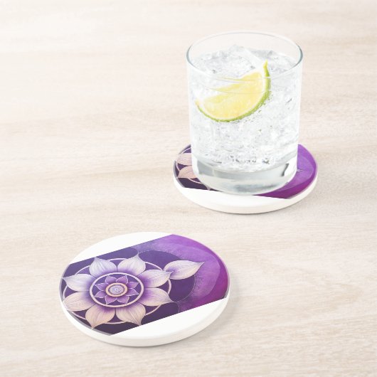 Dessous De Verre En Grès Mandala flor de loto (Côté)