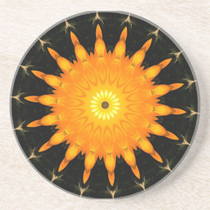 Dessous De Verre En Grès Mandala Kaléidoscope du Soleil Radieux Art