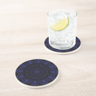 Dessous de verre en grès Mandala Noir et Violet
