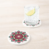 Dessous De Verre En Grès Mandala Pattern 02 en rose profond Sous-verre (Côté)