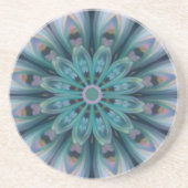 Dessous De Verre En Grès Mandala rose & vert Fleur (Devant)