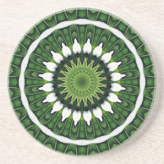 Dessous De Verre En Grès Mandala vert tropical (Devant)