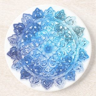 Dessous De Verre En Grès Mandela bleu