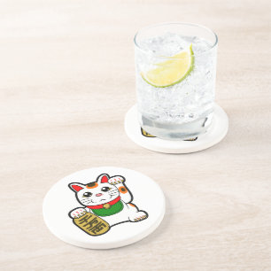 Dessous De Verre En Grès Maneki Neko : Lucky Cat japonais