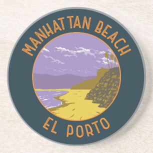 Dessous De Verre En Grès Manhattan Beach California Travel Art Vintage