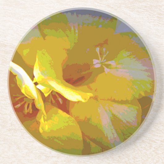 Dessous De Verre En Grès Manipulation numérique de Freesia Jaune (Devant)