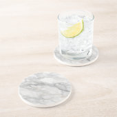Dessous De Verre En Grès Marbre Blanc (Côté)