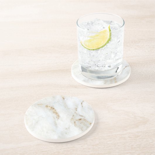 Dessous De Verre En Grès Marbre blanc doré (Côté)