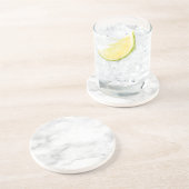 Dessous De Verre En Grès Marbre blanc Elégant Modèle rond grès (Côté)