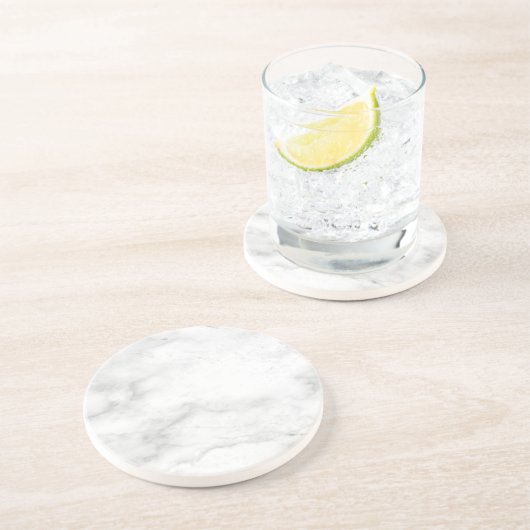 Dessous De Verre En Grès Marbre blanc Elégant Modèle rond grès (Côté)