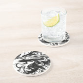 Dessous De Verre En Grès Marbre blanc noir liquéfié, (Côté)