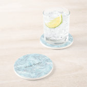 Dessous De Verre En Grès Marbre bleu Aqua Silver (Côté)
