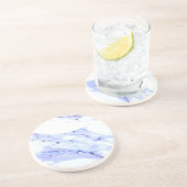 Dessous De Verre En Grès Marbre bleu et blanc (Côté)