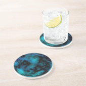 Dessous De Verre En Grès Marbre cosmique de bleu de Faux (Côté)