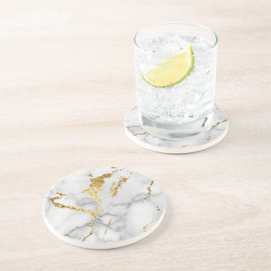 Dessous De Verre En Grès Marbre de grès Dessous de verre blanc