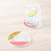 Dessous De Verre En Grès Marbre de saumon d'or blanc (Côté)