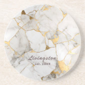 Dessous De Verre En Grès Marbre d'or noir établi personnalisé (Devant)
