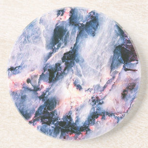 Dessous De Verre En Grès Marbre élégant coloré blanc bleu et rose