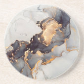 Dessous De Verre En Grès Marbre noir blanc or (Devant)