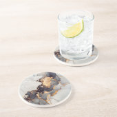 Dessous De Verre En Grès Marbre noir blanc or (Côté)