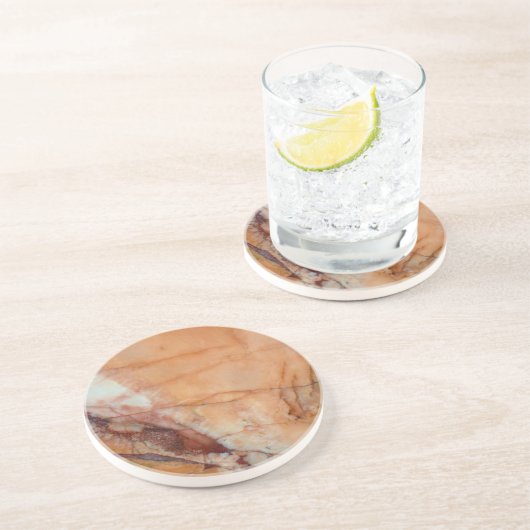 Dessous De Verre En Grès Marbre orange rouge et blanc (Côté)