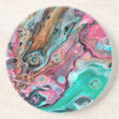 Dessous De Verre En Grès Marbre rose et vert (Devant)