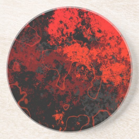 Dessous De Verre En Grès Marbre rouge, noir et gris Abstrait (Devant)