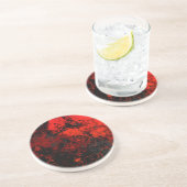 Dessous De Verre En Grès Marbre rouge, noir et gris Abstrait (Côté)