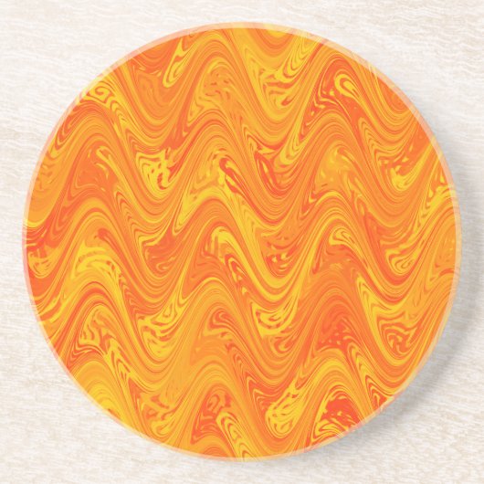 Dessous De Verre En Grès Marbrure Orange Jaune Rouge Motif (Devant)