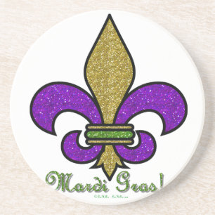 Dessous De Verre En Grès Mardi Gras Fleur De Lis Coloré