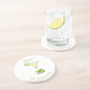 Dessous De Verre En Grès Margarita personnalisée avec nom Cheers II